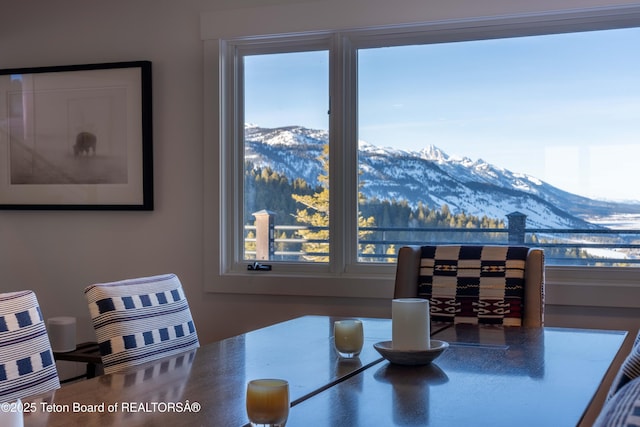 6960 Lupine Trl, Wilson, WY 83001 - dining area featuring a mountain view