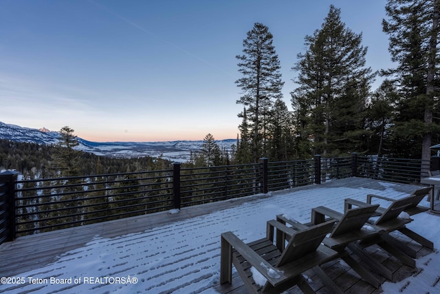 6960 Lupine Trl, Wilson, WY 83001 - snow covered deck featuring a mountain view