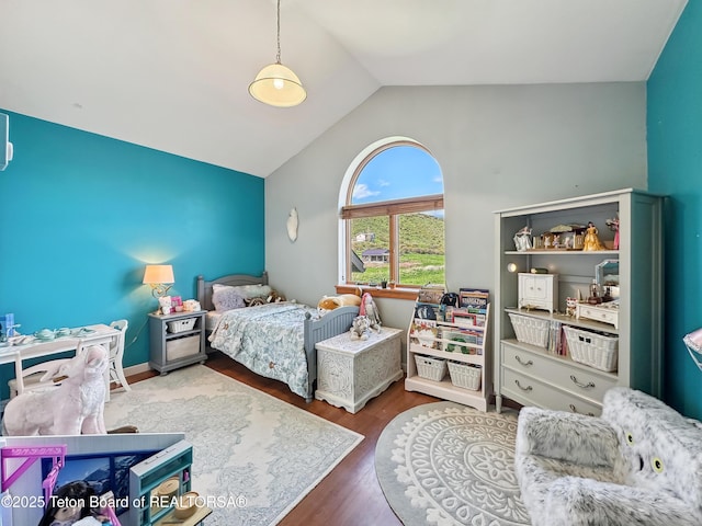 33 Wagon Rut Ln, Auburn, WY 83111 - bedroom with vaulted ceiling and wood finished floors
