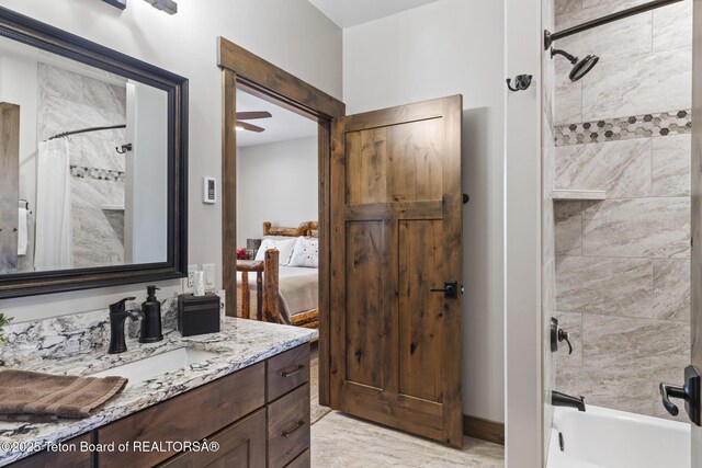 444 Riverview Dr, Alpine, WY 83128 - full bath featuring vanity, shower / bath combination with curtain, and connected bathroom