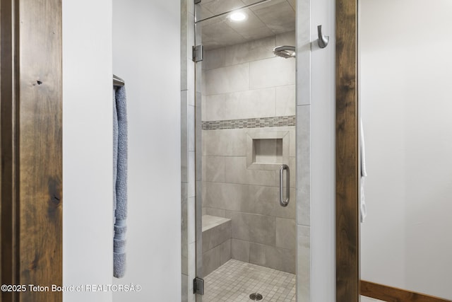 444 Riverview Dr, Alpine, WY 83128 - bathroom featuring a stall shower and recessed lighting