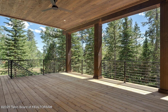 5727 Forest Ridge Rd, Victor, ID 83455 - wooden deck featuring ceiling fan