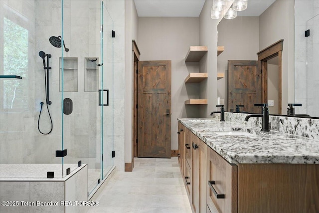5727 Forest Ridge Rd, Victor, ID 83455 - full bath with a shower stall and double vanity