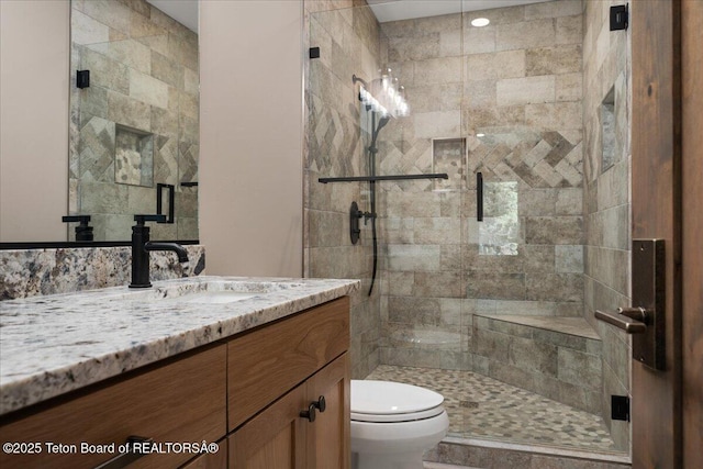 5727 Forest Ridge Rd, Victor, ID 83455 - bathroom with vanity and a stall shower