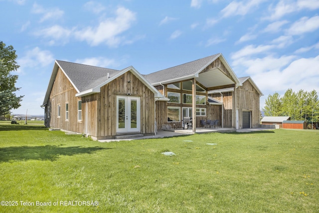 405 Vista Dr, Star Valley Ranch, WY 83127 - rear view of house with french doors, a yard, and a patio