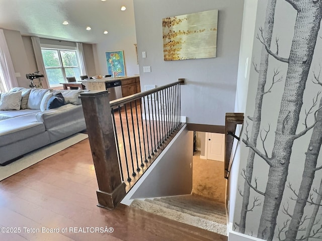 461 Booshway St, Driggs, ID 83422 - stairs featuring recessed lighting and wood finished floors