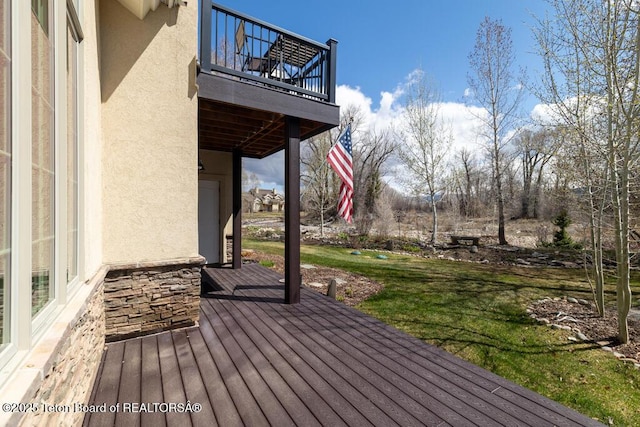 165 Cobble Creek Ln, Driggs, ID 83422 - wooden terrace with a yard