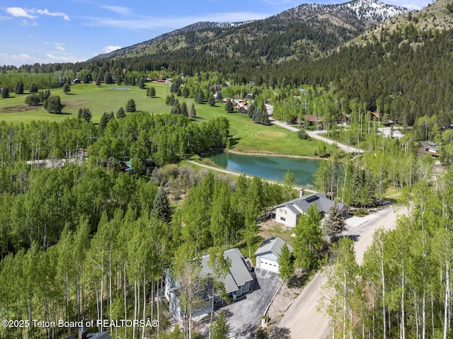 279 Vista E Dr, Star Valley Ranch, WY 83127 - aerial view of property's location with a water and mountain view and a heavily wooded area