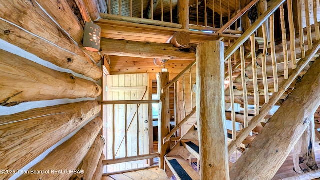 10559 Rammell Mountain Rd, Tetonia, ID 83452 - staircase featuring hardwood / wood-style flooring