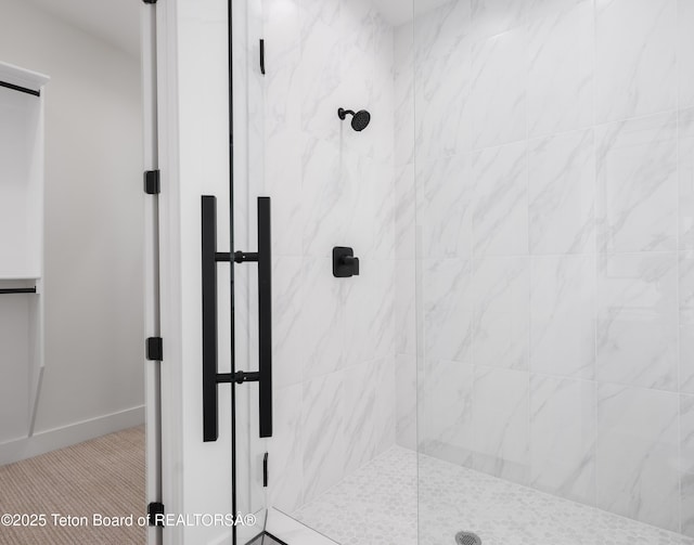 155 Sagewood Dr, Driggs, ID 83422 - bathroom with a marble finish shower and baseboards