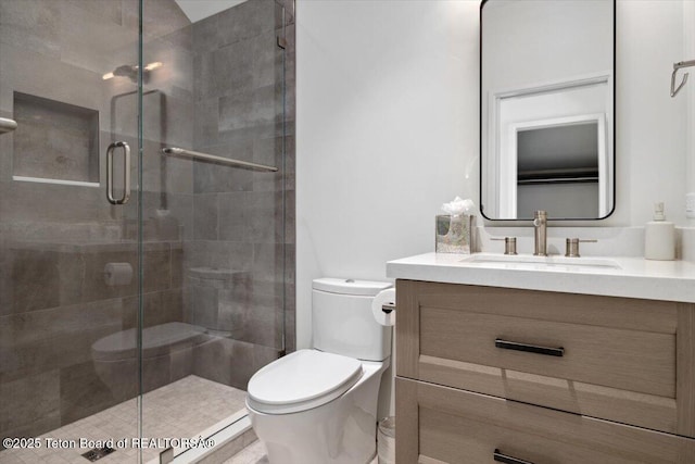 900 Mountain Bluebird Ct, Driggs, ID 83422 - full bath featuring toilet, vanity, and a stall shower