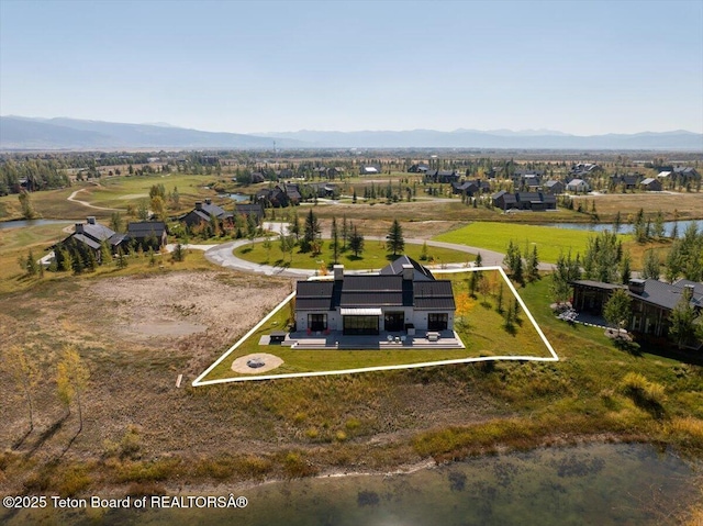 900 Mountain Bluebird Ct, Driggs, ID 83422 - view from above of property with property parcel outlined and a water and mountain view