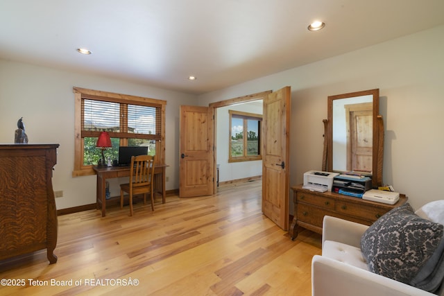 500 E Solitude Dr, Jackson, WY 83001 - home office with light wood-style flooring, recessed lighting, and baseboards