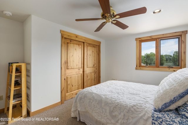 500 E Solitude Dr, Jackson, WY 83001 - carpeted bedroom with recessed lighting, baseboards, and a ceiling fan