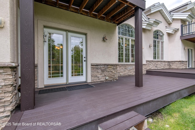 125 Cobble Creek Ln Unit 75, Driggs, ID 83422 - wooden deck with french doors