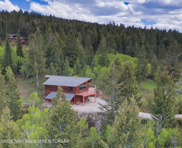 3190 Sorensen Creek Dr, Victor, ID 83455 - view from above of property featuring a heavily wooded area
