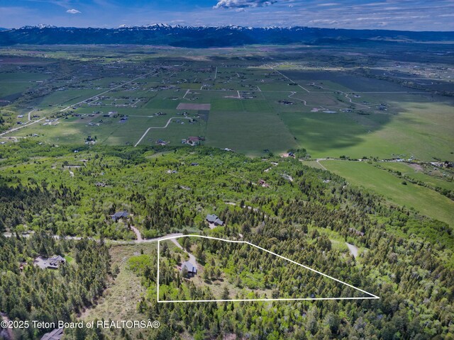 3190 Sorensen Creek Dr, Victor, ID 83455 - overview of rural landscape with property boundaries highlighted and a forest