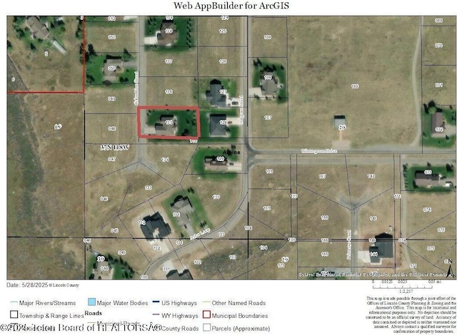 479 Columbine St, Alpine, WY 83128 - aerial map of property and surrounding area with property parcel outlined