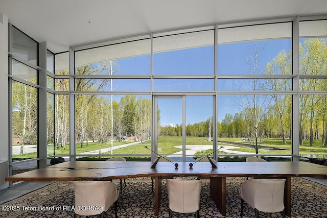 1120 S Thunder Rd, Wilson, WY 83014 - unfurnished sunroom with plenty of natural light and view of wooded area