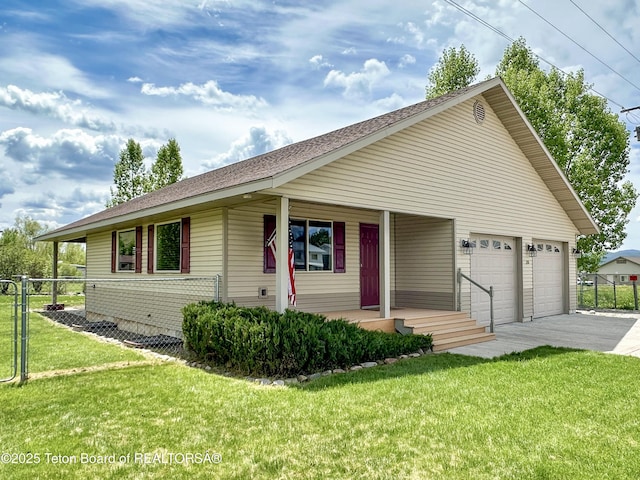 210 E 8th Ave, Afton, WY 83110 - ranch-style home featuring covered porch, concrete driveway, and a shingled roof