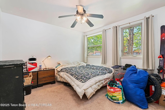 7552 Mountain Laurel Dr Unit D-3, Victor, ID 83455 - bedroom featuring light carpet and ceiling fan