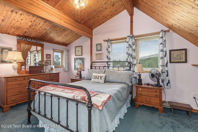 205 Betsy Ct, Bedford, WY 83112 - bedroom featuring carpet floors and wooden ceiling