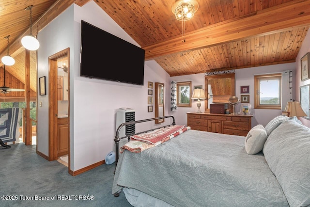 205 Betsy Ct, Bedford, WY 83112 - bedroom featuring carpet flooring, wood ceiling, and baseboards