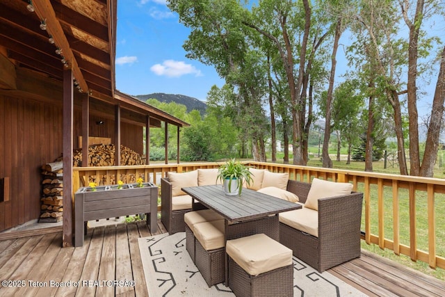 205 Betsy Ct, Bedford, WY 83112 - wooden terrace with a mountain view