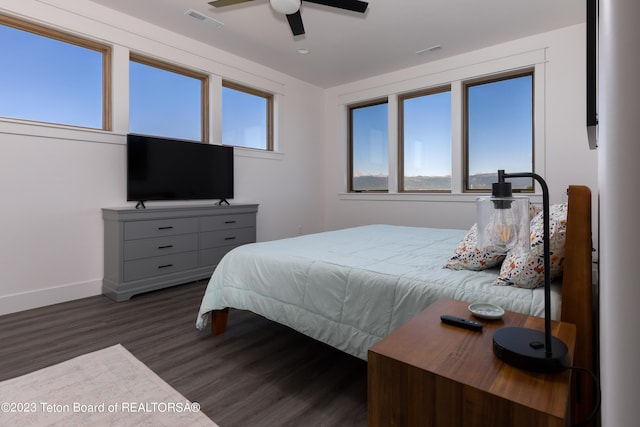 6118 Hatfield Way, Driggs, ID 83422 - bedroom featuring wood finished floors, baseboards, and ceiling fan