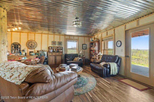 62 Skyline Dr, Bondurant, WY 82922 - living area with wood finished floors
