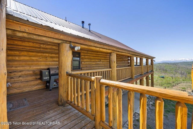62 Skyline Dr, Bondurant, WY 82922 - wooden deck with a mountain view