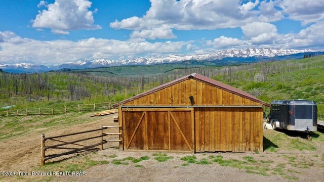 62 Skyline Dr, Bondurant, WY 82922 - view of outbuilding featuring a mountain view and a view of rural / pastoral area