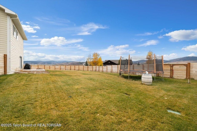 365 Little Greys Lp, Etna, WY 83118 - fenced backyard with a trampoline and a mountain view