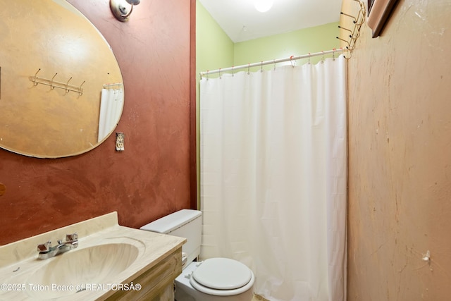 739 Pinecrest, Alpine, WY 83128 - bathroom with toilet, vanity, and a shower with curtain