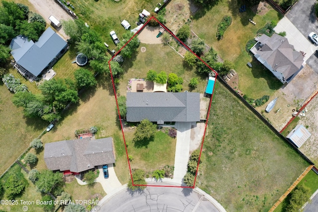 560 Appaloosa Trl, Driggs, ID 83422 - aerial view of property and surrounding area with property parcel outlined