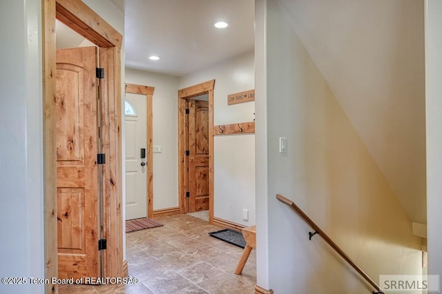 4770 Deer Dr, Island Park, ID 83429 - hallway with recessed lighting, an upstairs landing, and baseboards