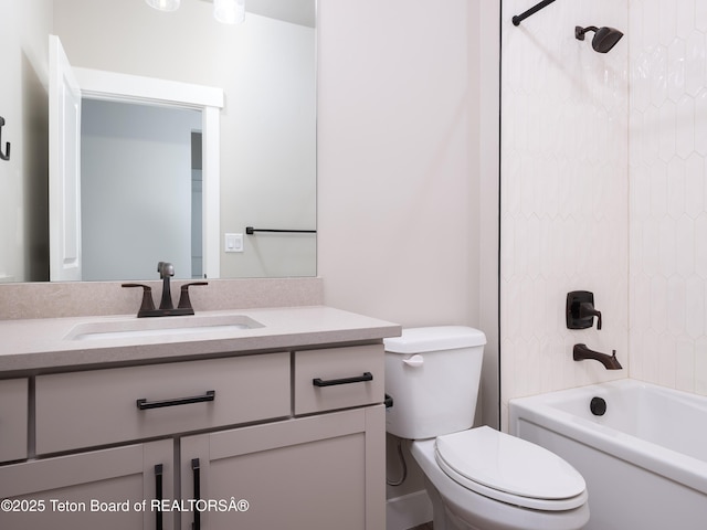 311 Bald Eagle Dr, Victor, ID 83455 - bathroom featuring toilet, vanity, and shower / washtub combination