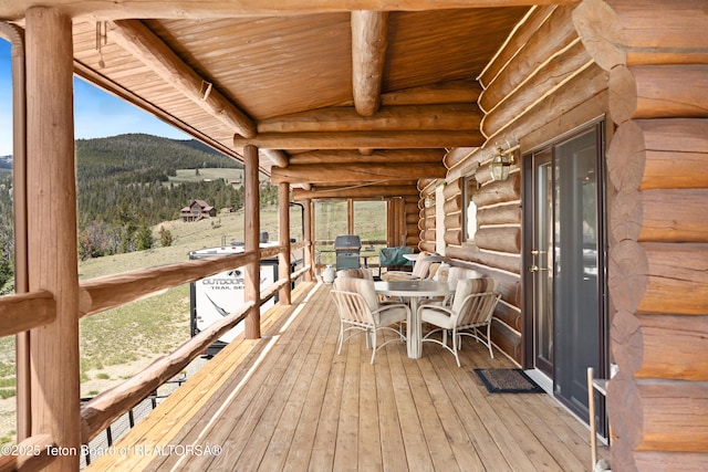 196 Soda Springs Dr, Dubois, WY 82513 - wooden deck featuring a mountain view and a grill