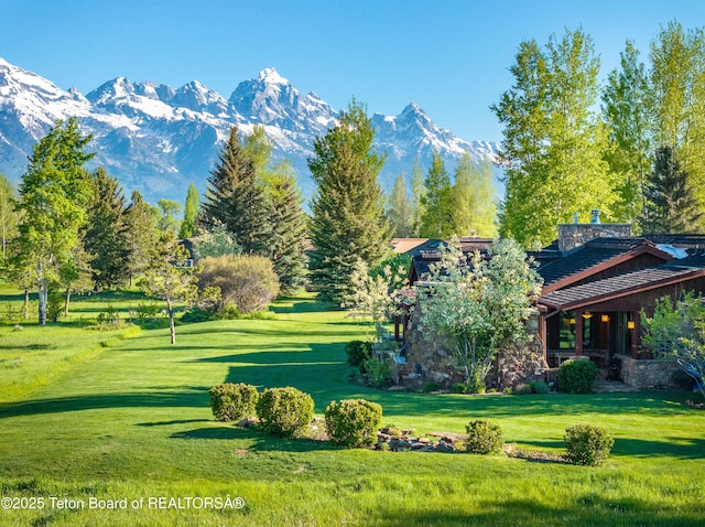 720 E Paintbrush Dr, Jackson, WY 83001 - view of property's community with a yard and a mountain view