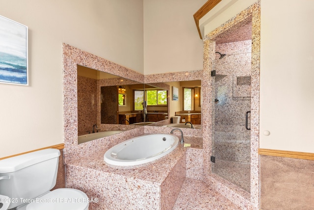 1255 Lost Crk, Thayne, WY 83127 - bathroom featuring a garden tub, a shower stall, and toilet
