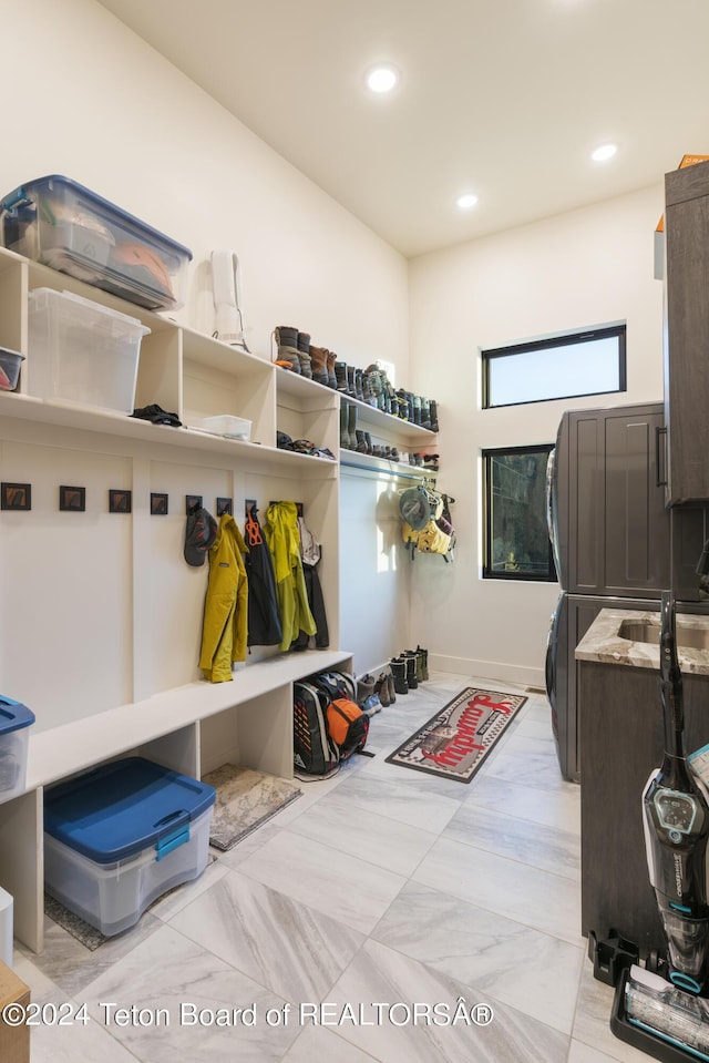 5170 Meandering Moose Dr, Victor, ID 83455 - mudroom featuring recessed lighting and a sink