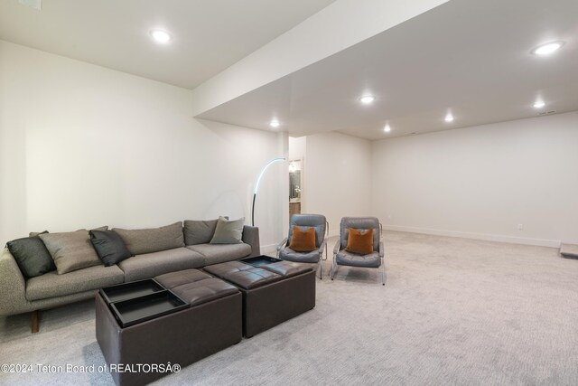5170 Meandering Moose Dr, Victor, ID 83455 - living area with recessed lighting, carpet, and baseboards