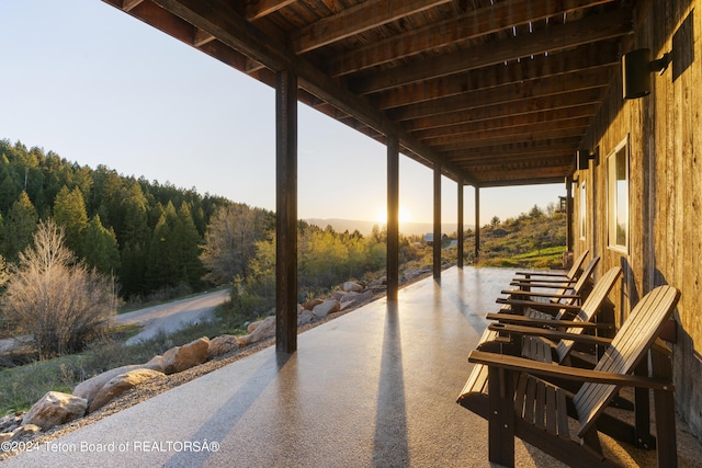 5170 Meandering Moose Dr, Victor, ID 83455 - patio terrace at dusk featuring a patio