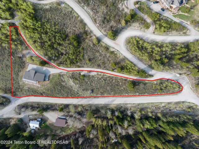 5170 Meandering Moose Dr, Victor, ID 83455 - aerial overview of property's location featuring property parcel outlined