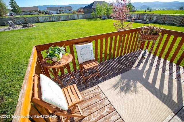 28 Brushwood Dr, Star Valley Ranch, WY 83127 - wooden terrace featuring a mountain view