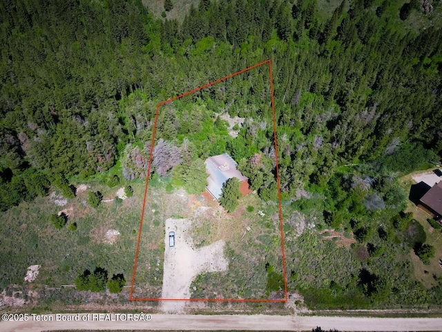 3392 Bainbridge Dr, Tetonia, ID 83452 - aerial overview of property's location with property boundaries highlighted and a forest