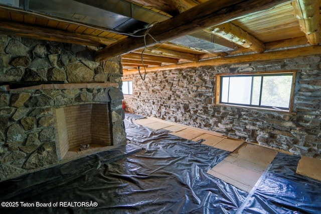 3392 Bainbridge Dr, Tetonia, ID 83452 - unfurnished bedroom featuring a wooden ceiling with exposed beams