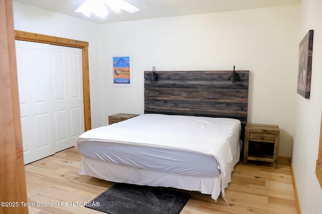 485 E Little Ave, Driggs, ID 83422 - bedroom with light wood finished floors and a ceiling fan