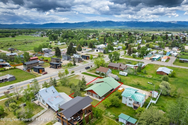 485 E Little Ave, Driggs, ID 83422 - aerial view of residential area with a mountainous background and property boundaries highlighted