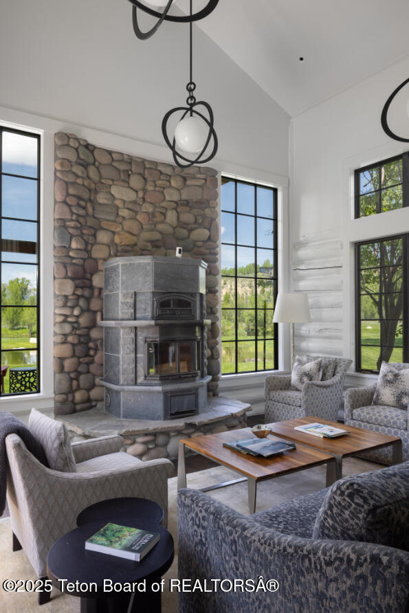 185 S Swan Rd, Jackson, WY 83001 - living room with high vaulted ceiling